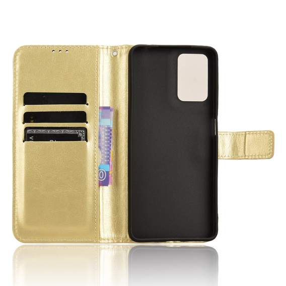 Откидной чехол для Motorola Moto G24 / G24 Power / G04, Crazy Horse Wallet, золотой