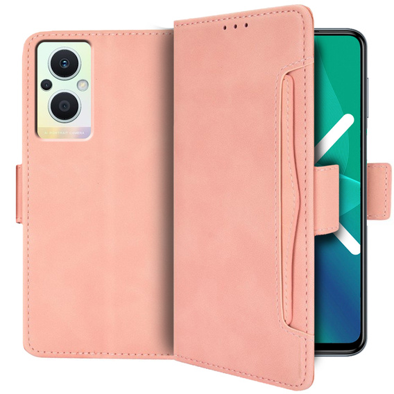 Футляр з клапаном для Oppo Reno7 Lite 5G, Card Slot, рожевий