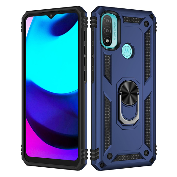 Бронированный Чехол до Motorola Moto E20/E30/E40, Nox Case Ring, синий