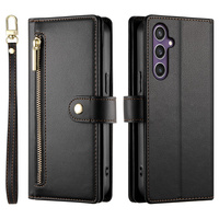 Откидной чехол для Samsung Galaxy S25, Wallet Zipper Pocket, чёрный