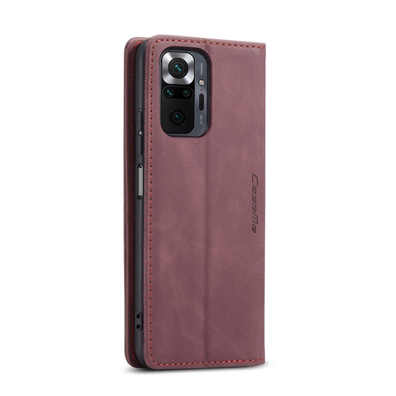 Чехол CASEME для Xiaomi Redmi Note 10 Pro, Leather Wallet Case, красный