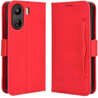 Футляр з клапаном для Xiaomi Redmi 13C / Poco C65, Card Slot, червоний