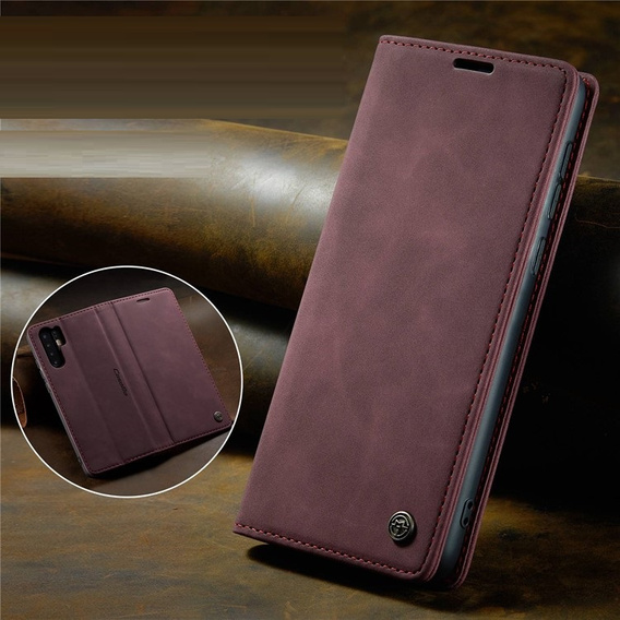 Чехол CASEME для Huawei P30 Pro, Leather Wallet Case, бордовый