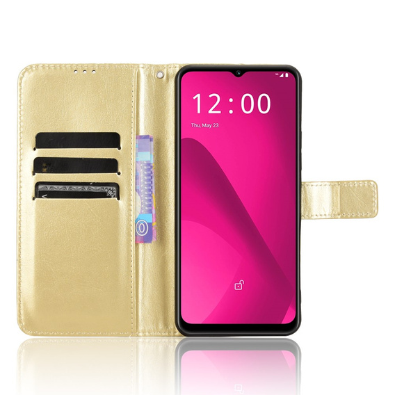 Футляр з клапаном для T Phone 2 5G, Crazy Horse Wallet, золотий