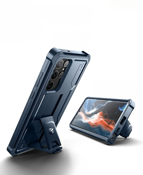 Бронированный чехол для Samsung Galaxy S22 Ultra, Dexnor Full Body, темно-синий