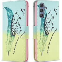 Откидной чехол для Samsung Galaxy M34, Wallet, feather, синий