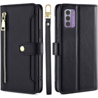 Откидной чехол для Nokia G42, Wallet Zipper Pocket, чёрный