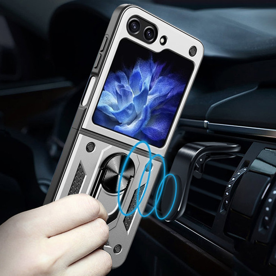 Броньований Чoхол до Samsung Galaxy Z Flip5 5G, Nox Case Ring, сріблястий