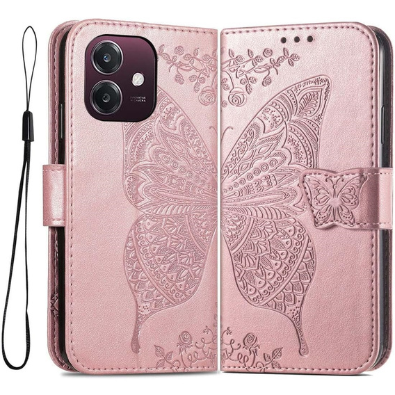 Чохол-книжка для Oppo A40 / Oppo A40m, Butterfly, рожевий rose gold