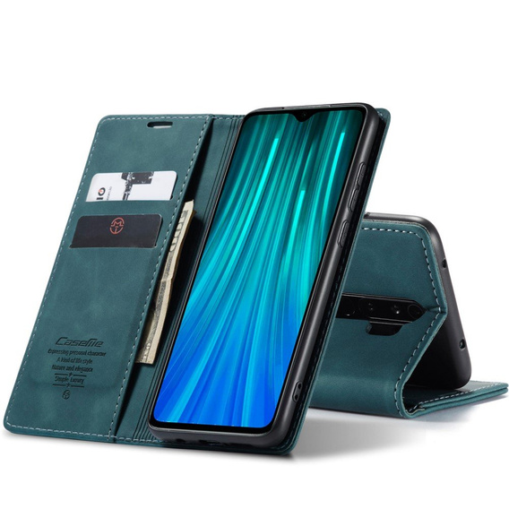 Чехол CASEME для Xiaomi Redmi Note 8 Pro, Leather Wallet Case, бирюзовый