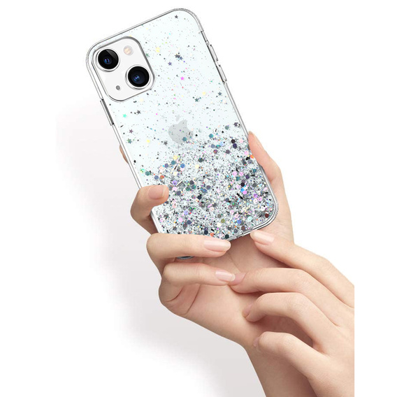 Чехол до iPhone 13 Mini, Glittery, прозрачный