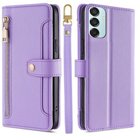 Откидной чехол для Samsung Galaxy M15 5G, Wallet Zipper Pocket, фиолетовый