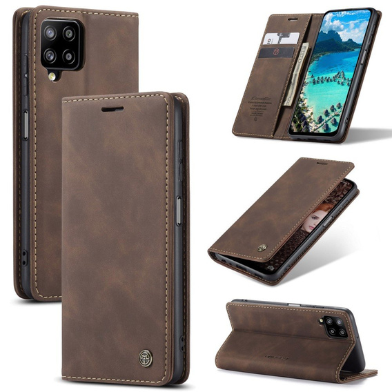 Чехол CASEME для Samsung Galaxy A12 / M12 / A12 2021, Leather Wallet Case, кофе