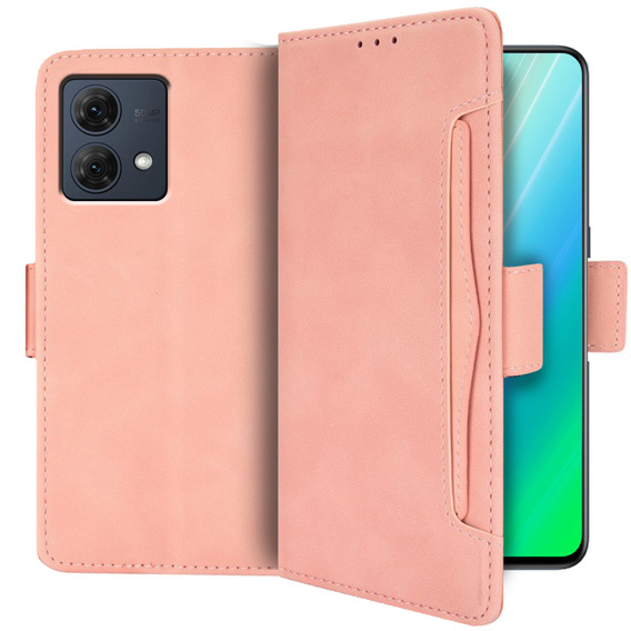 Футляр з клапаном для Motorola Moto G84 5G, Card Slot, рожевий