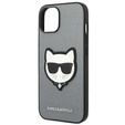 Чoхол Karl Lagerfeld до iPhone 14 Plus, Saffiano Choupette Head Patch, сріблястий