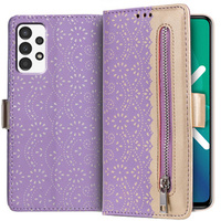 чехол-крышка для Samsung Galaxy A53 5G, Wallet Pocket Zipper Lace, фиолетовый