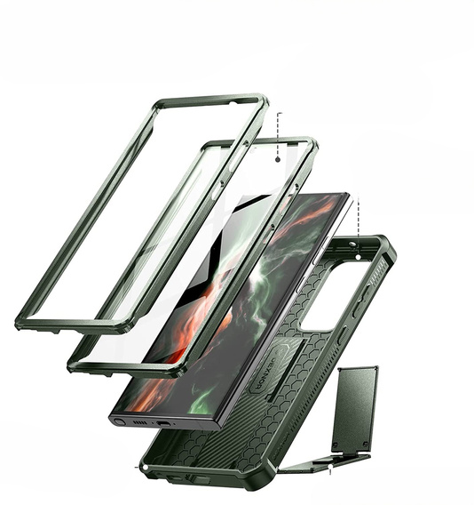 Бронированный чехол для Samsung Galaxy S23 Ultra, Dexnor Full Body (Two Frames), зелёный