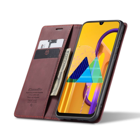 Чехол CASEME для Samsung Galaxy M21, Leather Wallet Case, бордовый