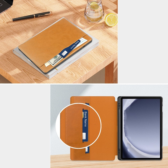 Чехол до Samsung Galaxy Tab A9+, Business Card and Pen Slot, коричневый