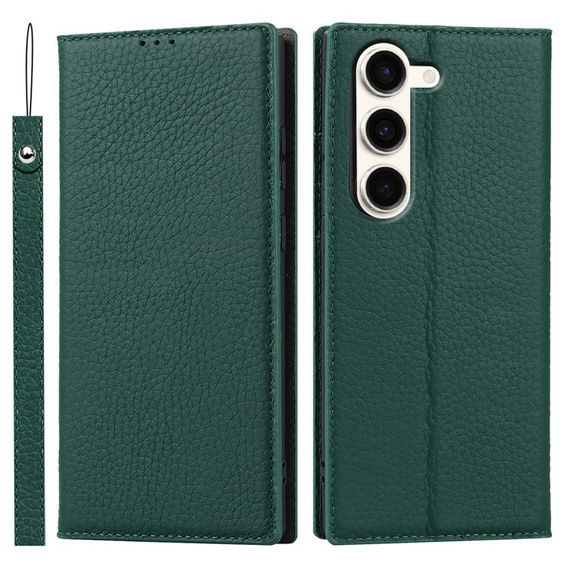 Кожаный чехол для Samsung Galaxy S23 Plus, ERBORD Grain Leather, зелёная