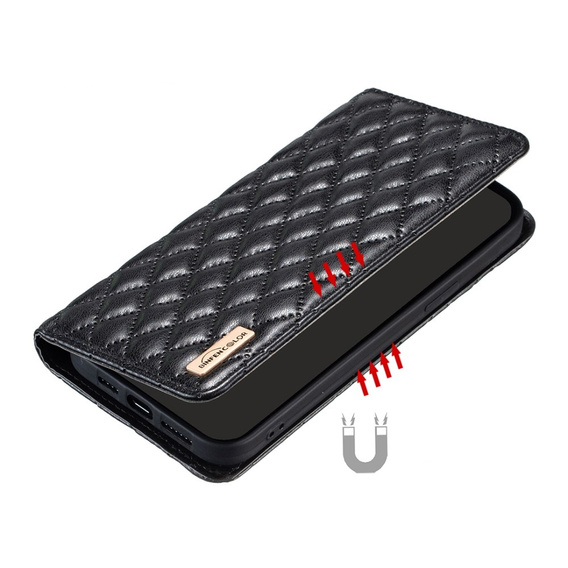 Откидной чехол для Xiaomi Redmi Note 13 Pro 4G, Wallet, BINFEN COLOR, чёрный