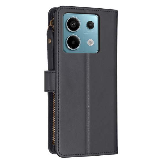 Откидной чехол для Xiaomi Redmi Note 13 Pro 4G, Wallet Zipper Pocket, чёрный