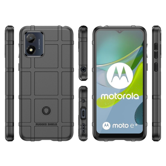 Чехол до Motorola Moto E13, Rugged Shield, чёрный