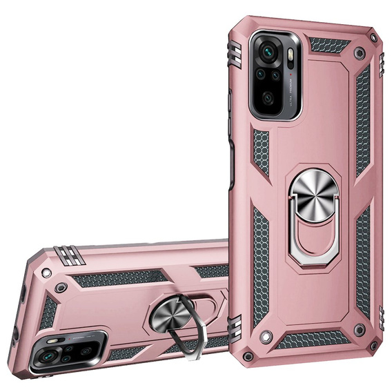 Броньований Чoхол до Xiaomi Redmi Note 10/10S, Nox Case Ring, рожевий rose gold