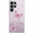 Чехол для Samsung Galaxy S24 Ultra, Glitter Butterfly, розовый