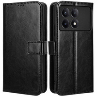 Футляр з клапаном для Xiaomi Poco F6 Pro, Crazy Horse Wallet, чорний