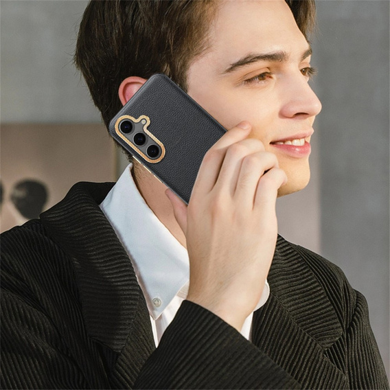 Кожаный чехол для Samsung Galaxy S25, leather hybrid, серый