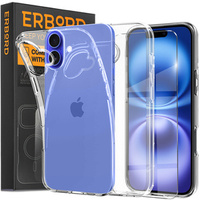 Чохол для iPhone 16, ERBORD Slim, прозорий + скло 9H