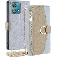 Флип-кейс для Motorola Edge 40 Neo 5G, Wallet Zipper Pocket, с зеркалом, синий