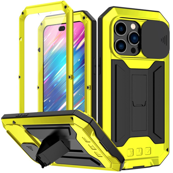 Чохол для iPhone 14 Pro, R-JUST CamShield Slide, броньований, жовтий / чорний