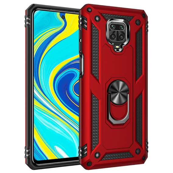 Бронированный Чехол до Xiaomi Redmi Note 9S / 9 Pro, Nox Case Ring, красный