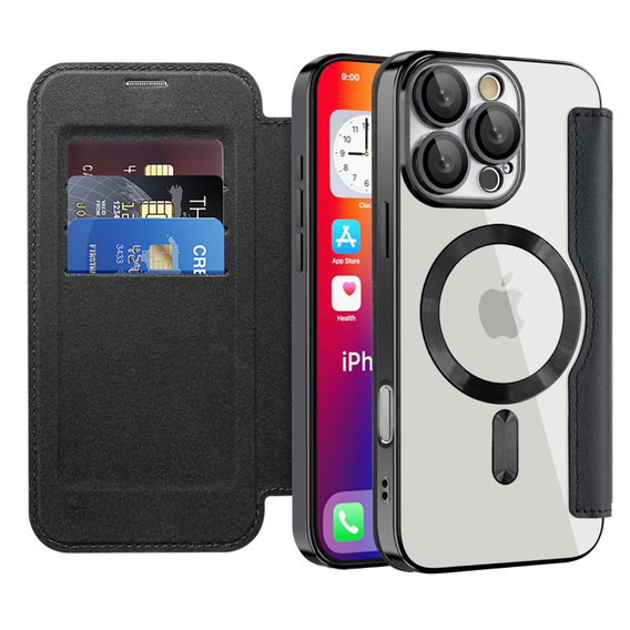 Чохол-книжка для iPhone 16 Pro, RFID Wallet MagSafe CamShield, чорний