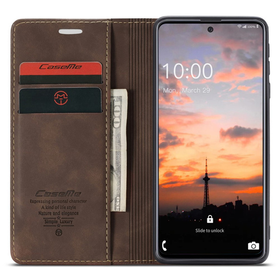 Чехол CASEME для Samsung Galaxy A33 5G, Leather Wallet Case, кофе