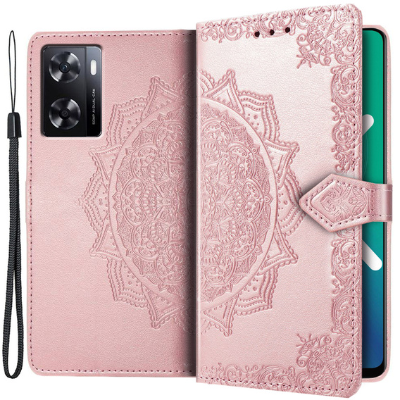 Откидной чехол для Oppo A57s, Mandala, розовый rose gold