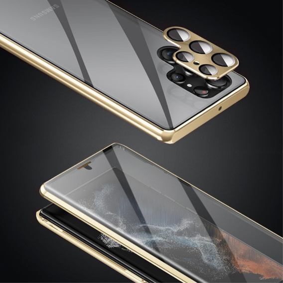 Чохол для Samsung Galaxy S22 Ultra, Magnetic Dual Glass, золотий