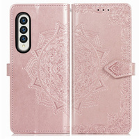 Откидной чехол для Samsung Galaxy Z Fold3 5G, Mandala, розовый rose gold