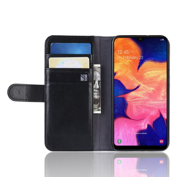 Откидной чехол для Samsung Galaxy A10, Split Leather Wallet, чёрный