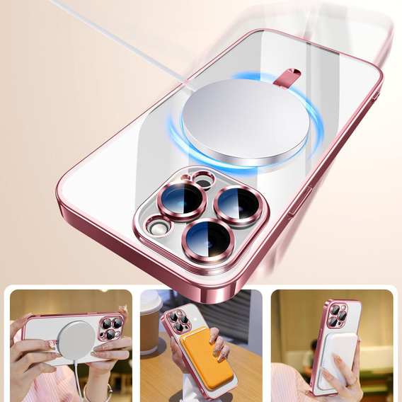 Чохол для iPhone 13 Pro, Electro MagSafe, рожевий + Скло на екран
