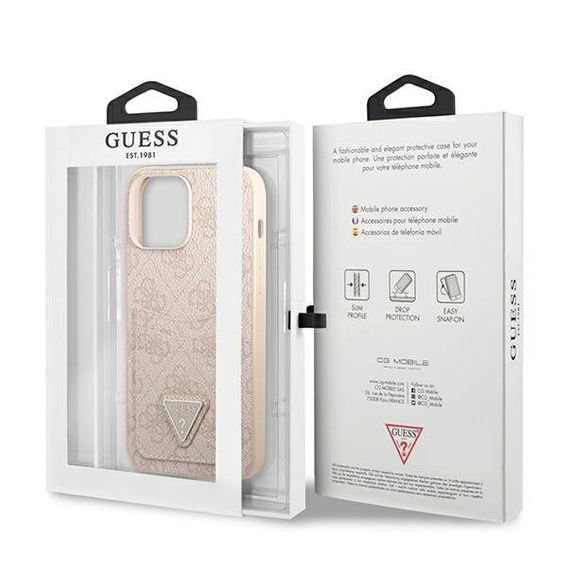 Чехол GUESS до iPhone 13 Pro, 4G Triangle Logo Cardslot, розовый