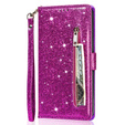 Откидной чехол для Samsung Galaxy A35 5G, Wallet Zipper Pocket Glittery, фиолетовый