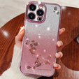 Чохол для iPhone 16 Pro Max, Glitter Flower, рожевий rose gold