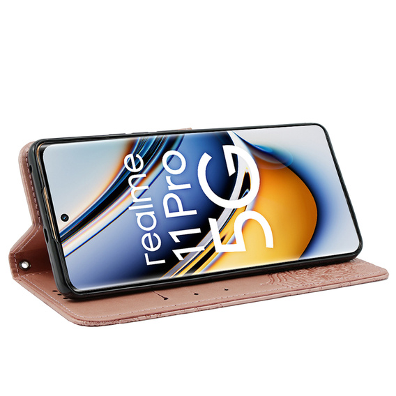 Откидной чехол для Realme 11 Pro / 11 Pro +, Mandala, розовый rose gold
