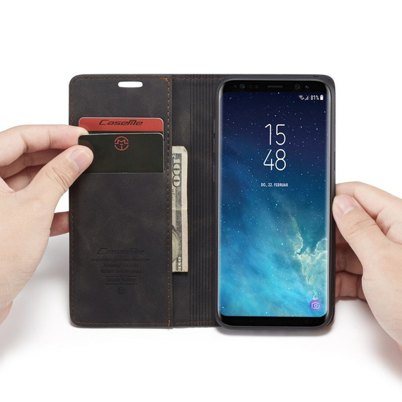 Чехол CASEME для Samsung Galaxy S8 Plus, Leather Wallet Case, чёрный