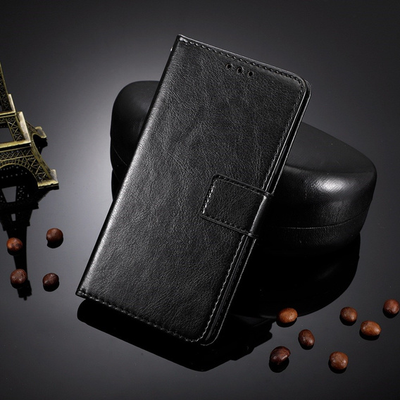 Футляр з клапаном для Infinix Note 30 VIP, Crazy Horse Wallet, чорний