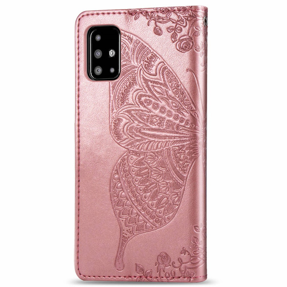 Чохол-книжка для Samsung Galaxy A51 4G, Butterfly, рожевий rose gold