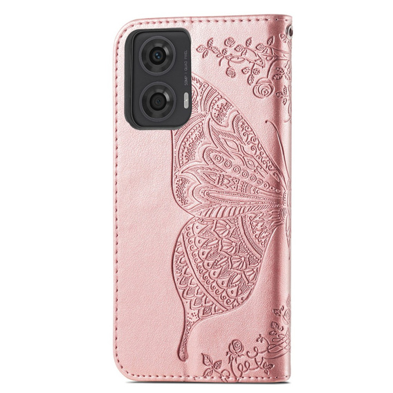 Чохол-книжка для Motorola Moto G24 / G24 Power / G04, Butterfly, рожевий rose gold